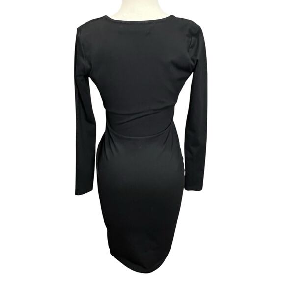 Susana Monaco Revolve V Neck Fitted Dress XS Black Stretch Bodycon Cocktail LBD - Picture 5 of 14